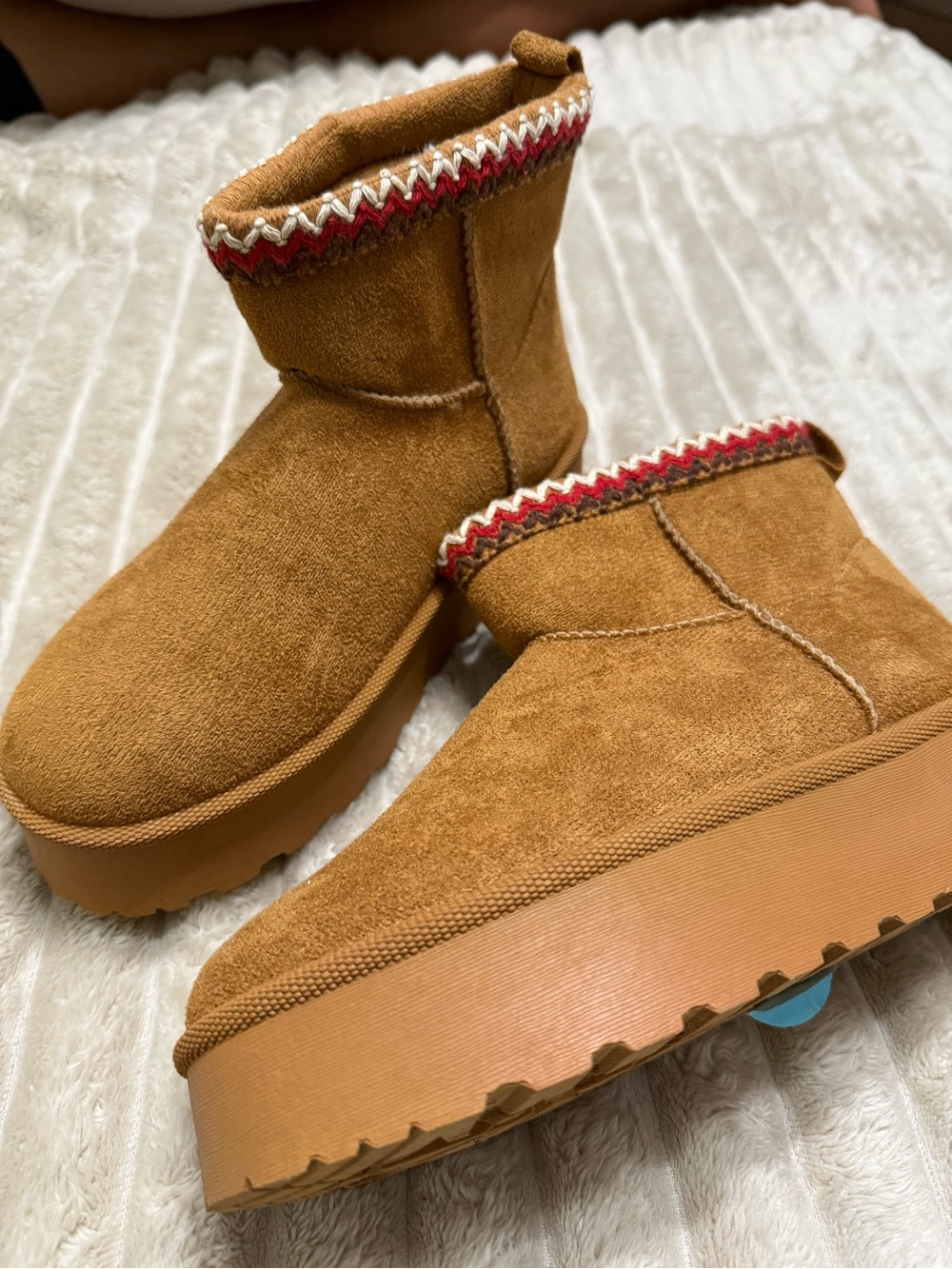Woman’s Suede Platform Ankle Boots with Zigzag Trim 6